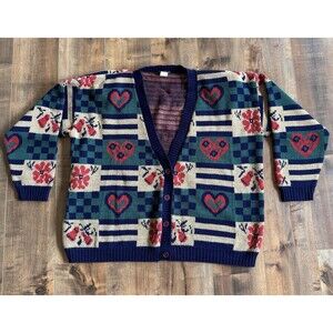 Vintage Cabin Creek Cardigan Sweater Hearts Size 18W Valentines Day Grandmacore